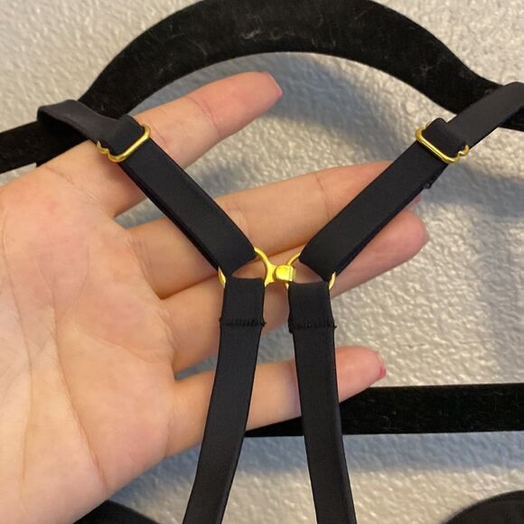 NWT- Swiminista Black ”JOY” bikini braided top with gold hardware- Size Small - Picture 8 of 14